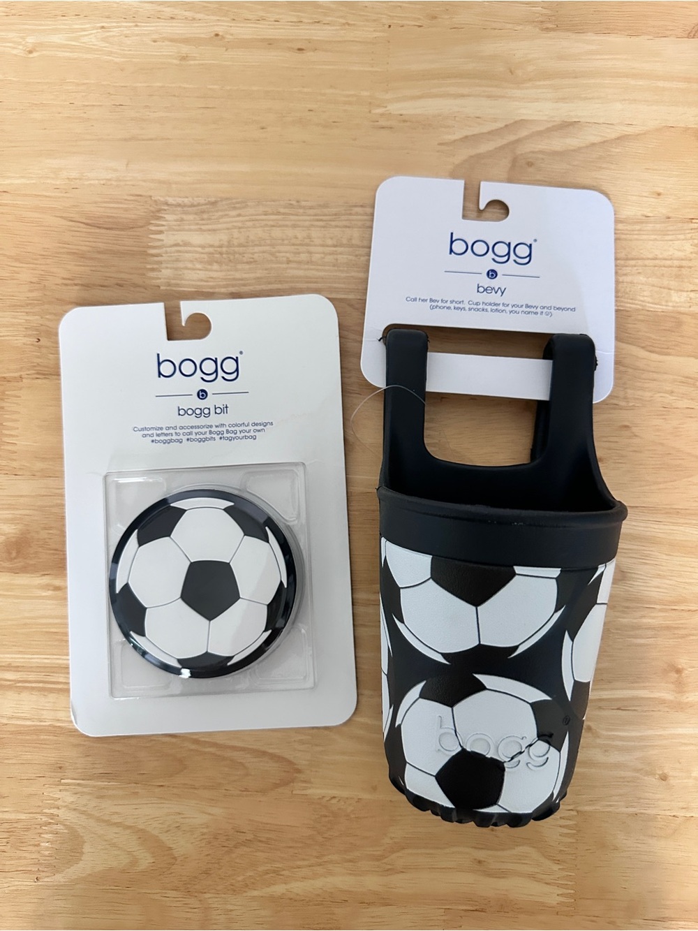 BOGG BAG Black and White Soccer Print Bevy Tote Cup Holder